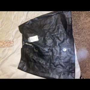 Leather button skirt